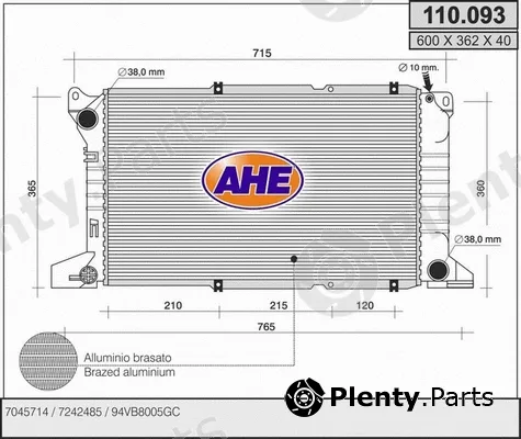 AHE 110.093 — Radiator, engine cooling