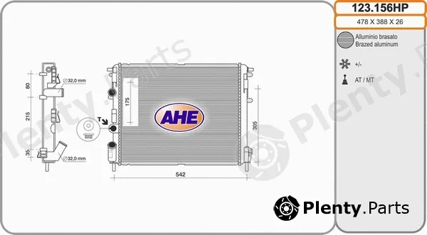 AHE 123.156HP — Radiator, engine cooling