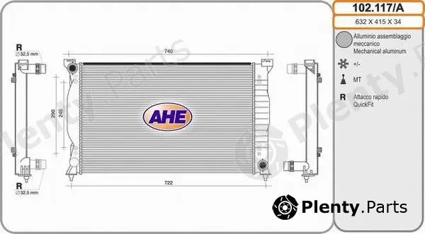 AHE 102.117/A — Radiator, engine cooling
