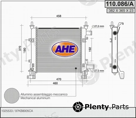 AHE 110.086/A — Radiator, engine cooling
