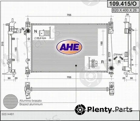 AHE 109.415/O — Radiator, engine cooling