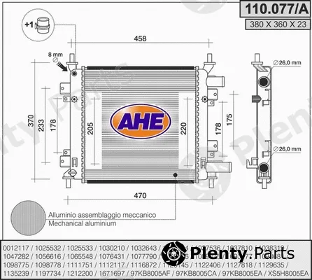 AHE 110.077/A — Radiator, engine cooling