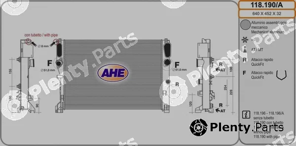AHE 118.190/A — Radiator, engine cooling