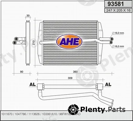 AHE 93581 — Heat Exchanger, interior heating