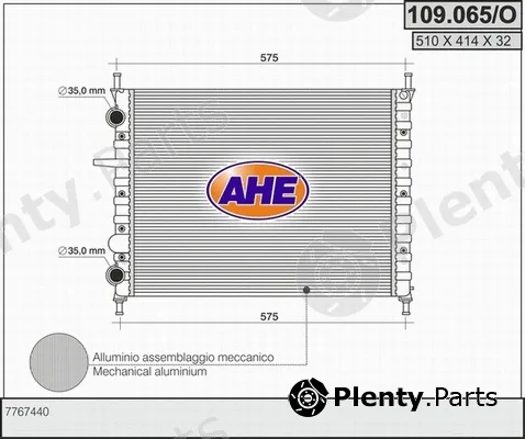 AHE 109.065/O — Radiator, engine cooling