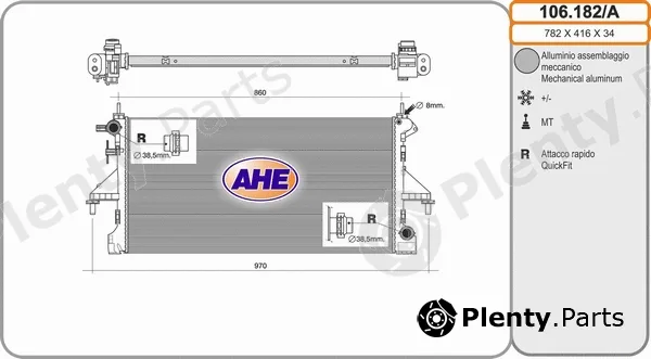 AHE 102.182/A — Radiator, engine cooling