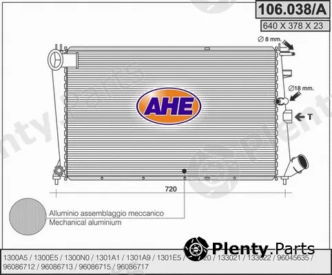 AHE 106.038/A — Radiator, engine cooling