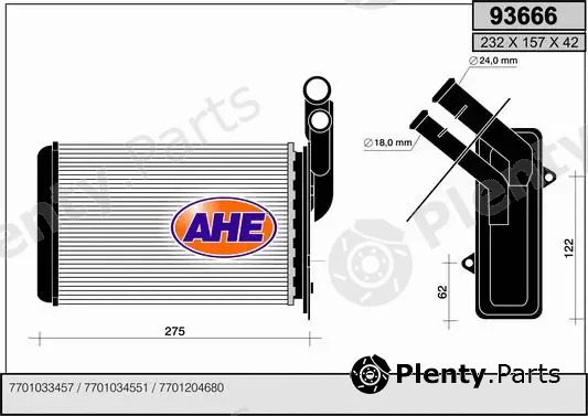 AHE 93666 — Heat Exchanger, interior heating