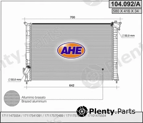 AHE 104.092/A — Radiator, engine cooling