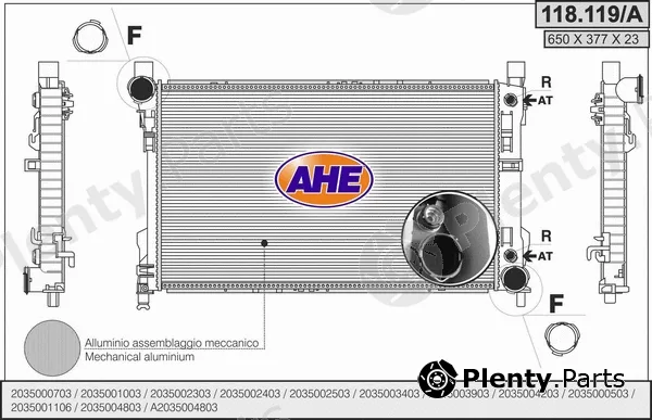 AHE 118.119/A — Radiator, engine cooling