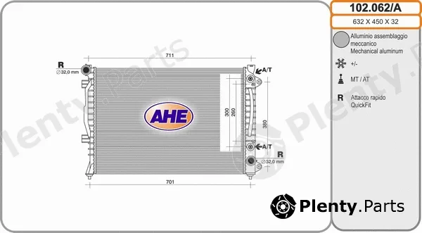 AHE 102.062/A — Radiator, engine cooling