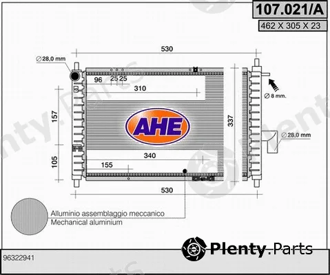 AHE 107.021/A — Radiator, engine cooling