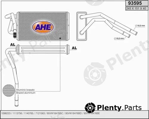 AHE 93595 — Heat Exchanger, interior heating