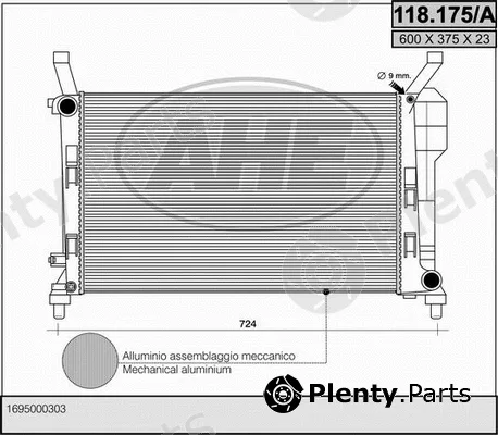AHE 118.175/A — Radiator, engine cooling