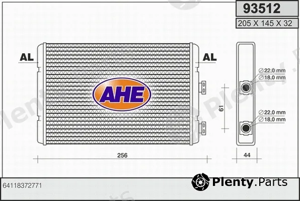 AHE 93512 — Heat Exchanger, interior heating