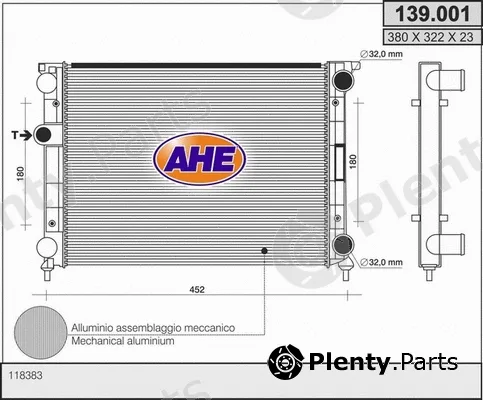 AHE 139.001 — Radiator, engine cooling