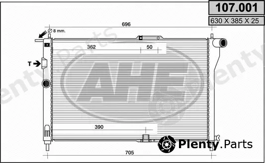 AHE 107.001 — Radiator, engine cooling