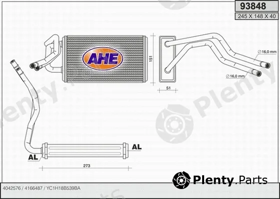 AHE 93848 — Heat Exchanger, interior heating