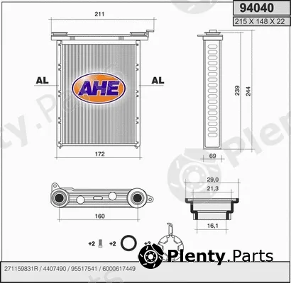 AHE 94040 — Heat Exchanger, interior heating