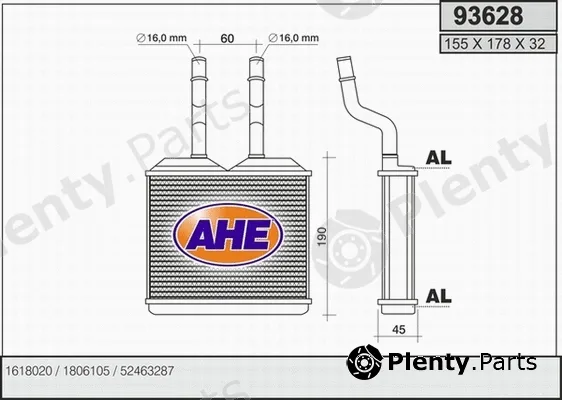 AHE 93628 — Heat Exchanger, interior heating