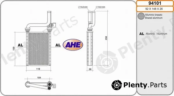 AHE 94101 — Heat Exchanger, interior heating