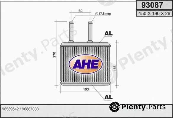 AHE 93087 — Heat Exchanger, interior heating