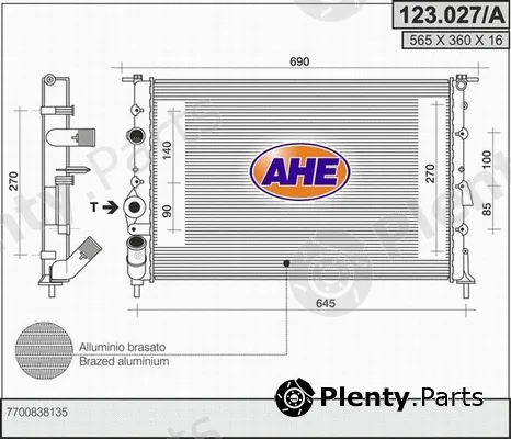AHE 123.027/A — Radiator, engine cooling