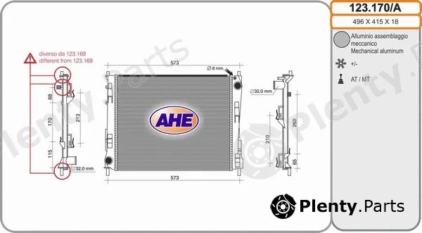 AHE 123.170/A — Radiator, engine cooling
