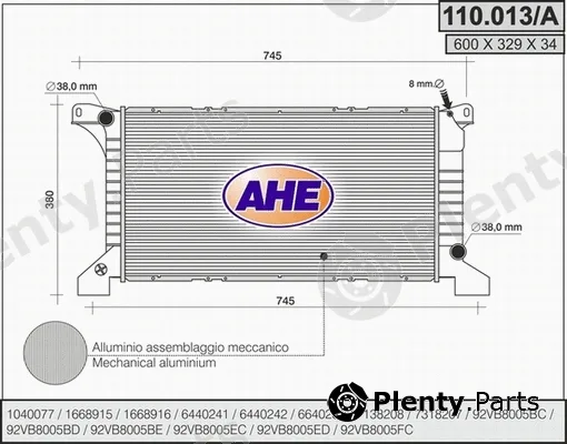 AHE 110.013/A — Radiator, engine cooling