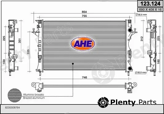 AHE 123.124 — Radiator, engine cooling