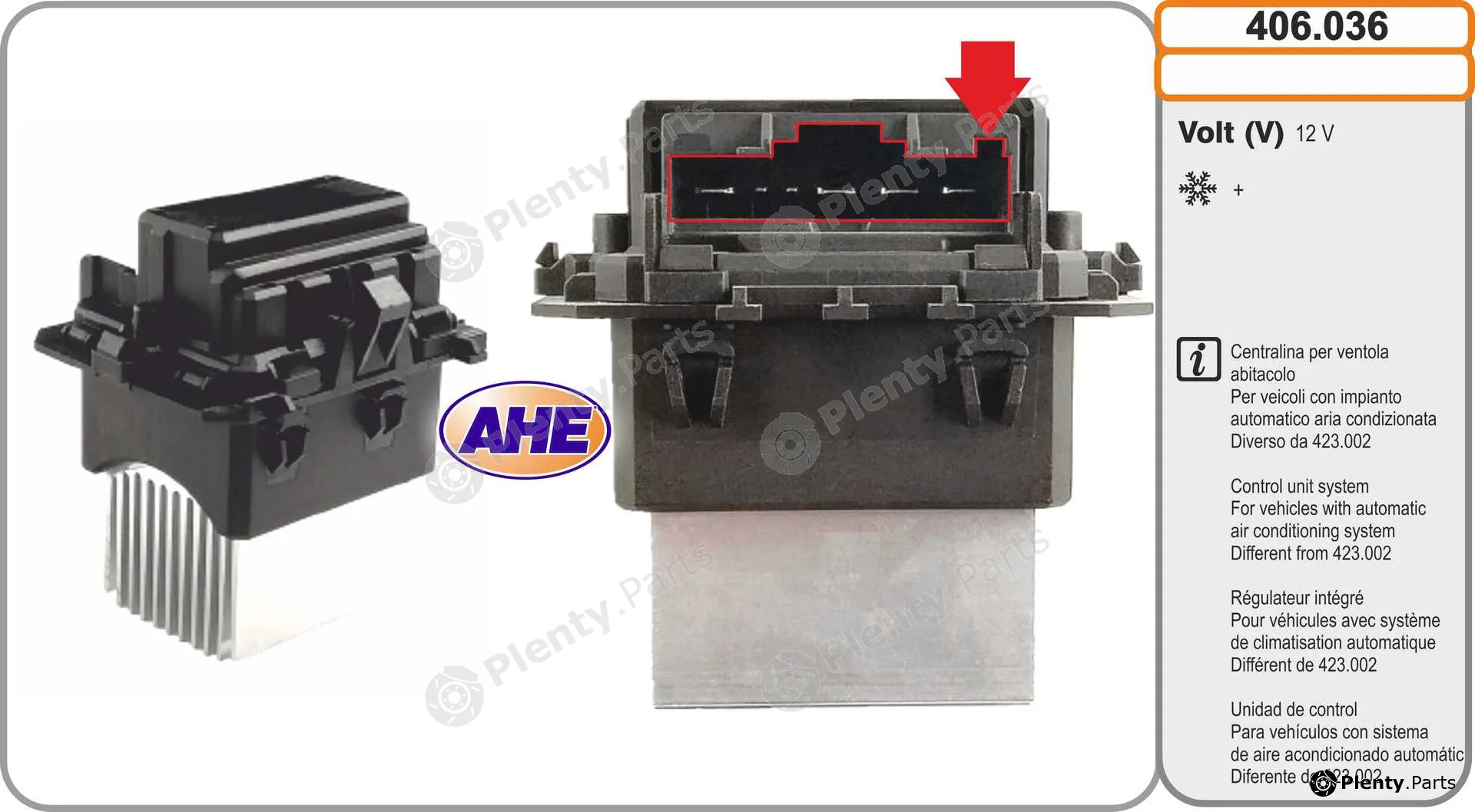 AHE 406.036 — Control Unit, electric fan (engine cooling)