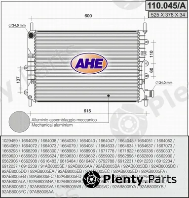 AHE 110.045/A — Radiator, engine cooling
