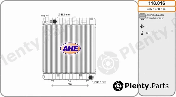 AHE 118.016 — Radiator, engine cooling