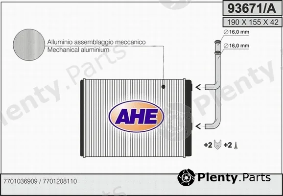 AHE 93671/A — Heat Exchanger, interior heating