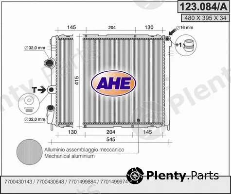 AHE 123.084/A — Radiator, engine cooling