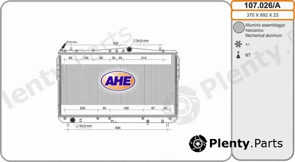 AHE 107.026/A — Radiator, engine cooling