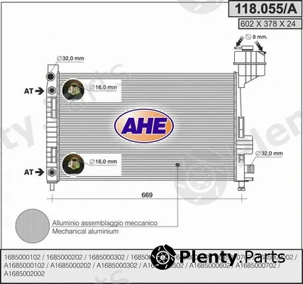 AHE 118.055/A — Radiator, engine cooling