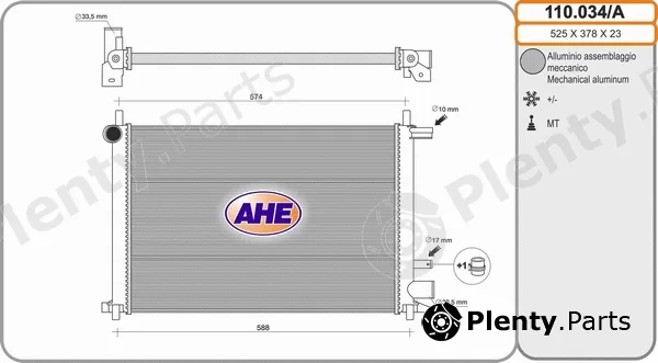 AHE 110.034/A — Radiator, engine cooling