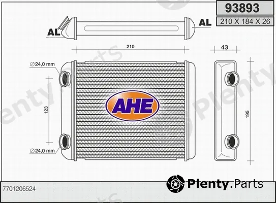 AHE 93893 — Heat Exchanger, interior heating