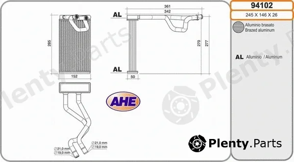 AHE 94102 — Heat Exchanger, interior heating