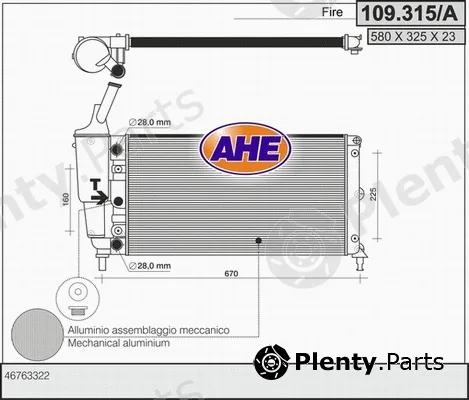 AHE 109.315/A — Radiator, engine cooling