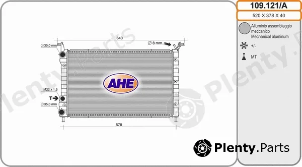 AHE 109.121/A — Radiator, engine cooling