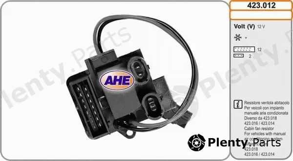 AHE 423.012 — Series resistor, electric motor (radiator fan)