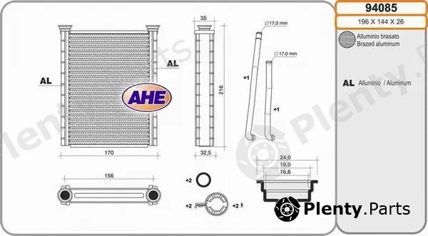 AHE 94085 — Heat Exchanger, interior heating
