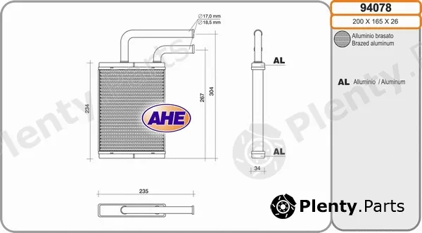 AHE 94078 — Heat Exchanger, interior heating