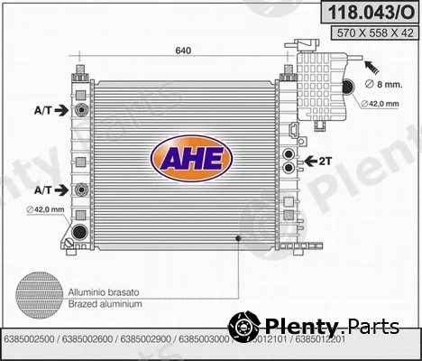 AHE 118.043/O — Radiator, engine cooling