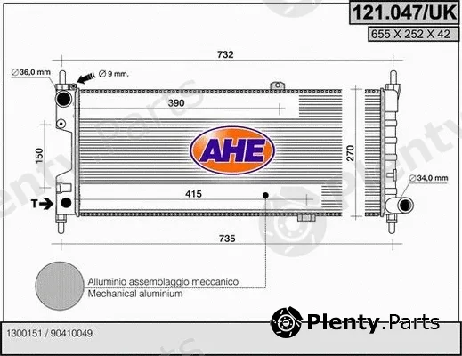 AHE 121.047/UK — Radiator, engine cooling
