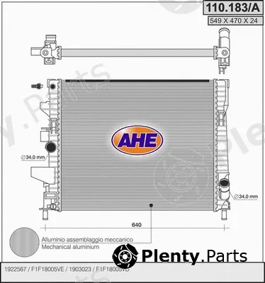 AHE 110.183/A — Radiator, engine cooling