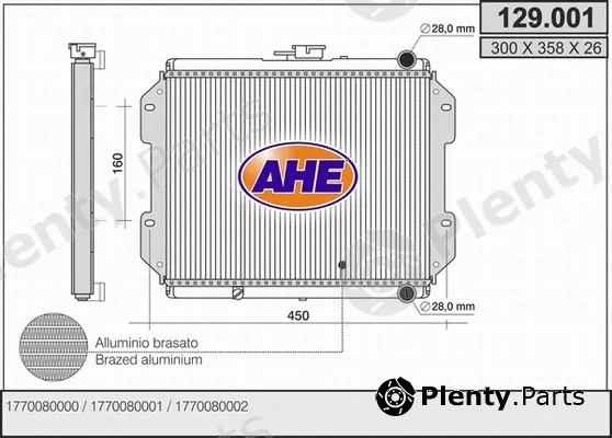 AHE 129.001 — Radiator, engine cooling