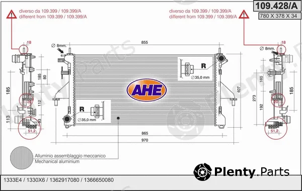 AHE 109.428/A — Radiator, engine cooling